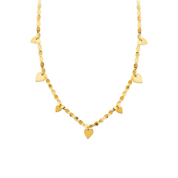 The Heart Necklace – Yearly Co 14K Solid Gold Dangle Heart Necklace Adjustale